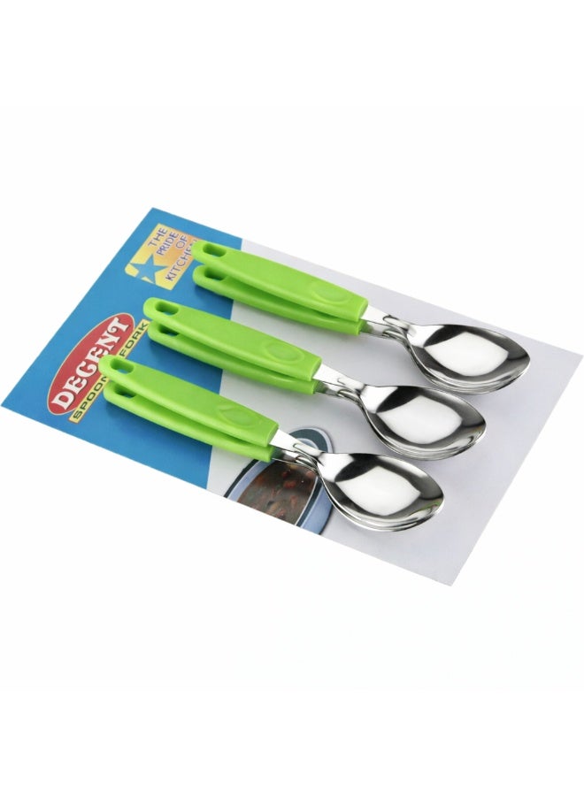 ديسينت ديسنت ستينلس ستيل تي سبون سِت أوف 6 | ميرر فينيش | إيرغونومِك هاندل | دزرت آند كوفي سبون سِت فور هوم، كيتشن، ريستورانت، ديش واشر سيف - Image 2